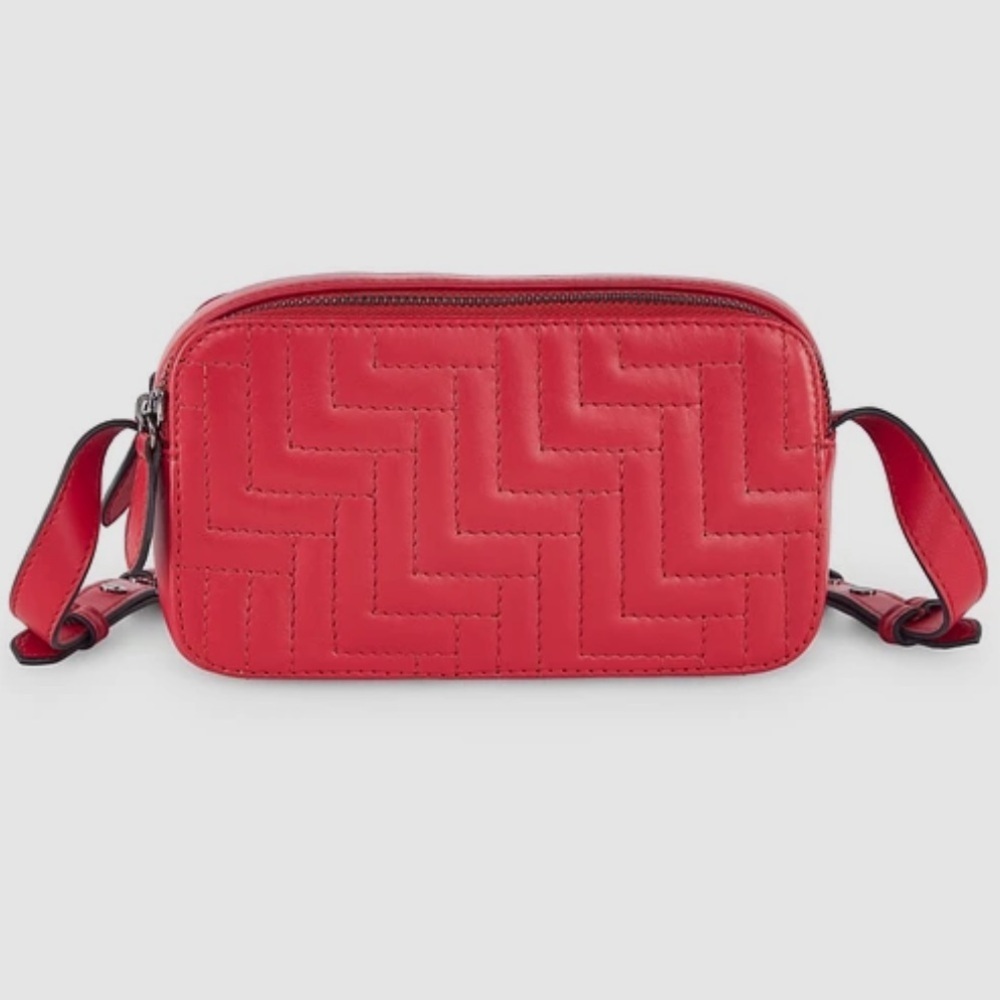 NEW Women’s LODIS 1965 Red Signature Quilt Double Top Zip Crossbody Bag